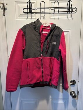 The North Face Pink and Gray Girls' Hooded Fleece Jacket